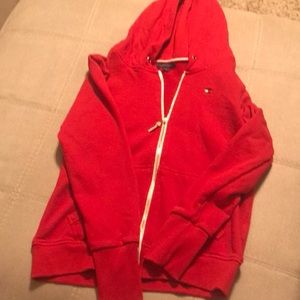 Tommy Hilfiger red zip up hooded sweatshirt